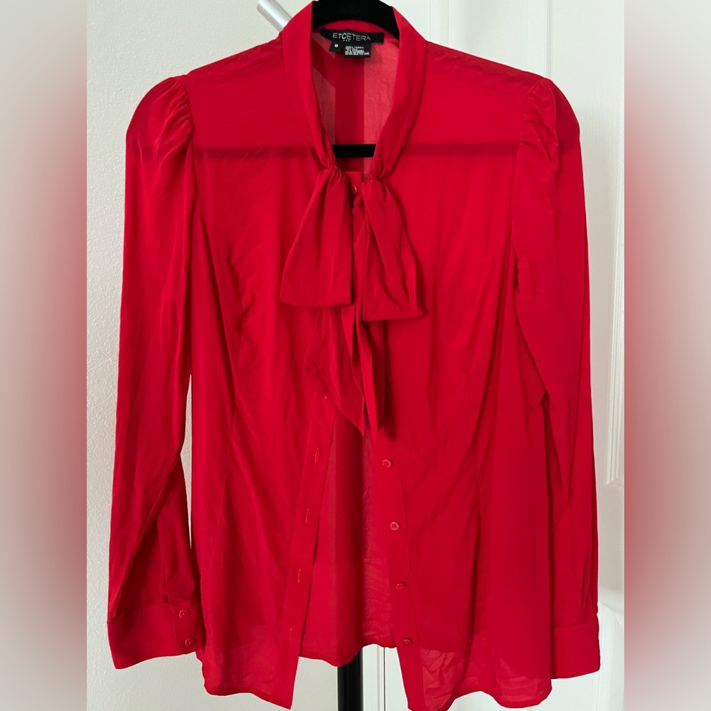 Etcetera Silky Bow Button Down Longsleeve